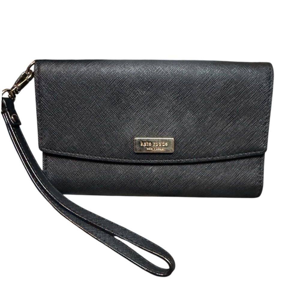 kate spade Black Saffiano Leather Wristlet Clutch